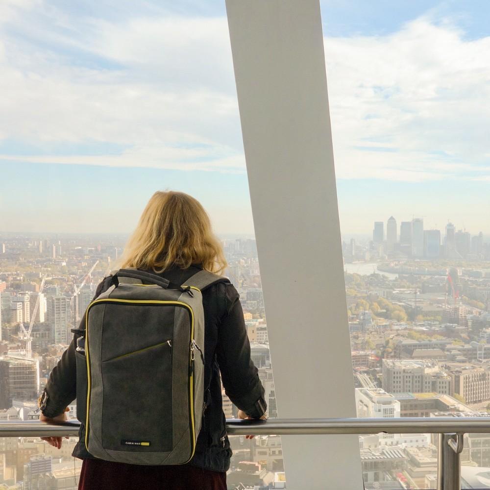 No Tag! Cabin Max Manhattan 20L Stowaway 16x10x8" (40x25x20cm) Underseat Backpack (Grey Red)