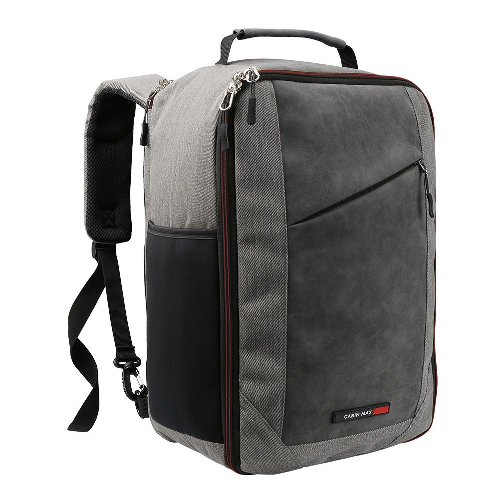 No Tag! Cabin Max Manhattan 20L Stowaway 16x10x8" (40x25x20cm) Underseat Backpack (Grey Red)