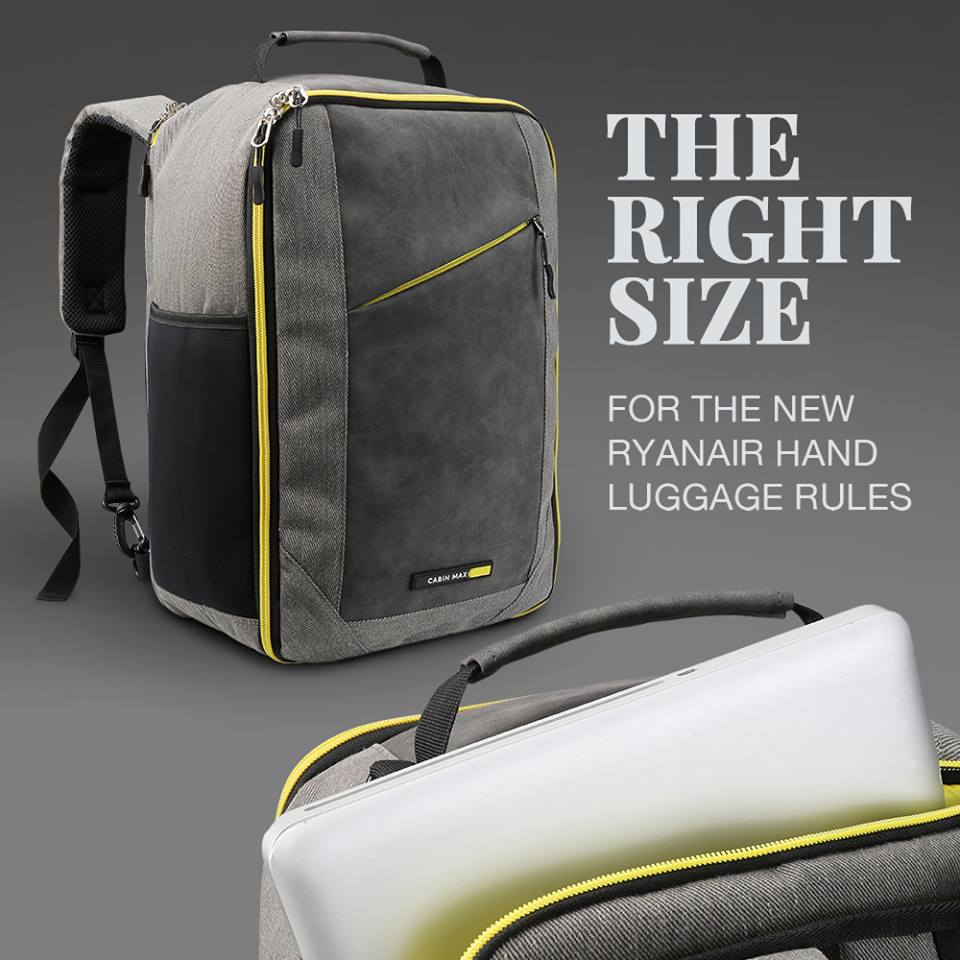 No Tag! Cabin Max Manhattan 20L Stowaway 16x10x8" (40x25x20cm) Underseat Backpack (Grey Red)