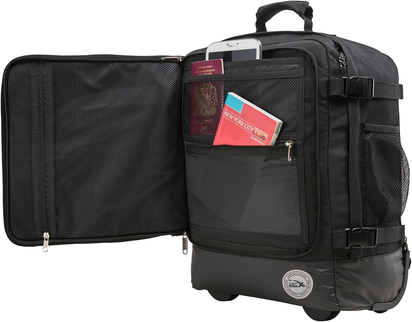 Cabin Max Greenwich 30L 18x14x8" (45x36x20cm) Hybrid Trolley Backpack (Black)