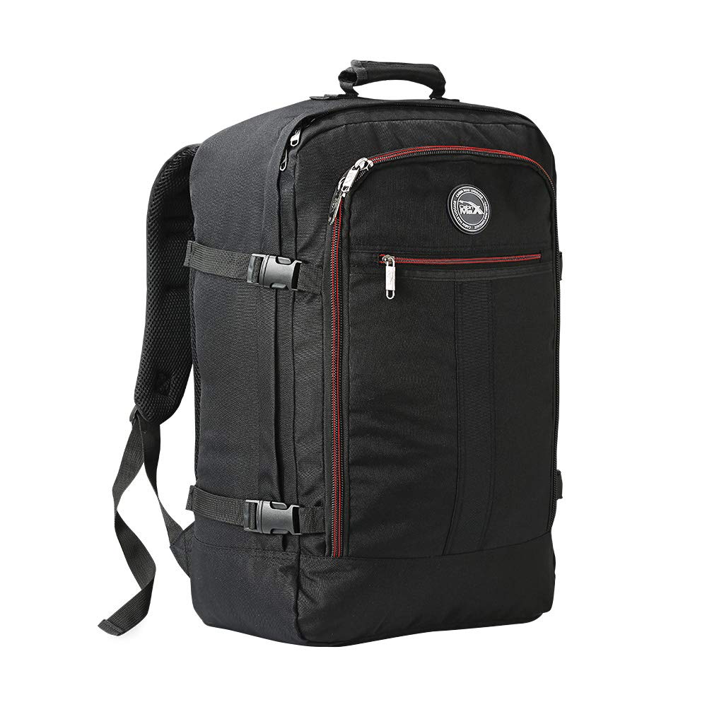 Cabin Max Metz 44L 22x16x8" (55x40x20cm) Cabin Backpack (Black Red)