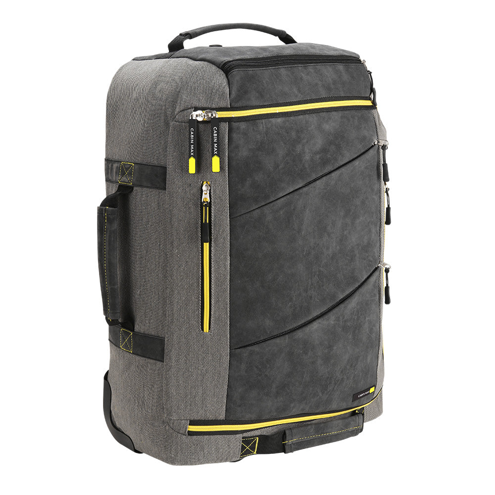 Cabin Max Manhattan Trolley Backpack Hybrid Cabin Bag 55x40x20cm (21x16x8") - Grey/Yellow