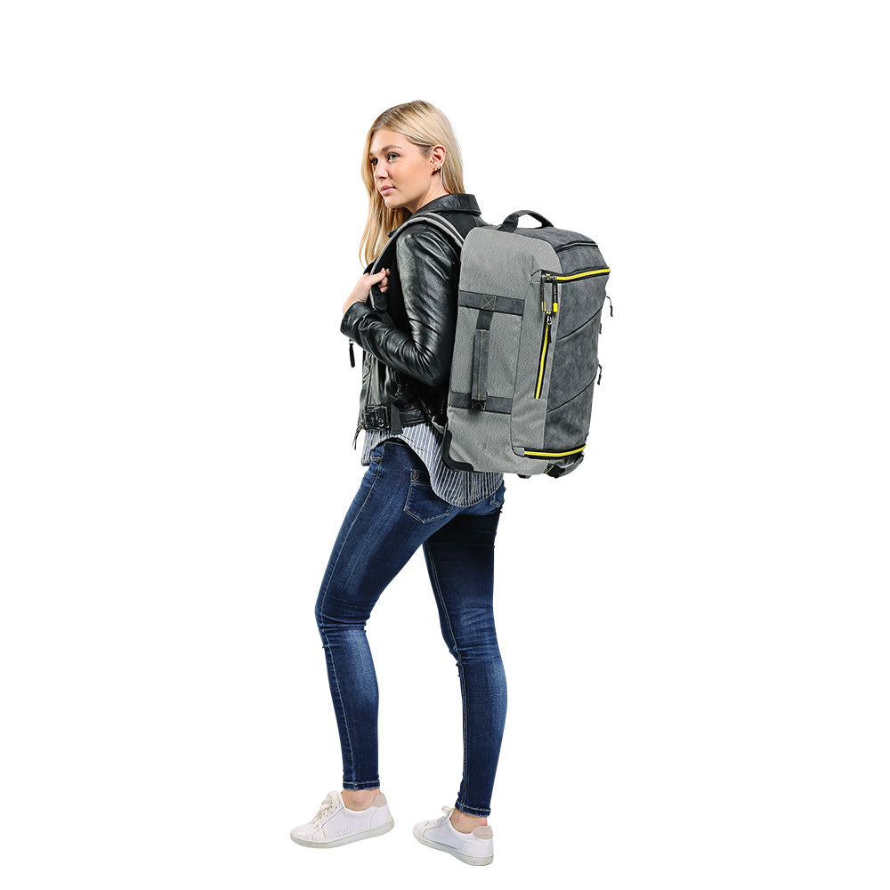 Cabin Max Manhattan Trolley Backpack Hybrid Cabin Bag 55x40x20cm (21x16x8") - Grey/Yellow