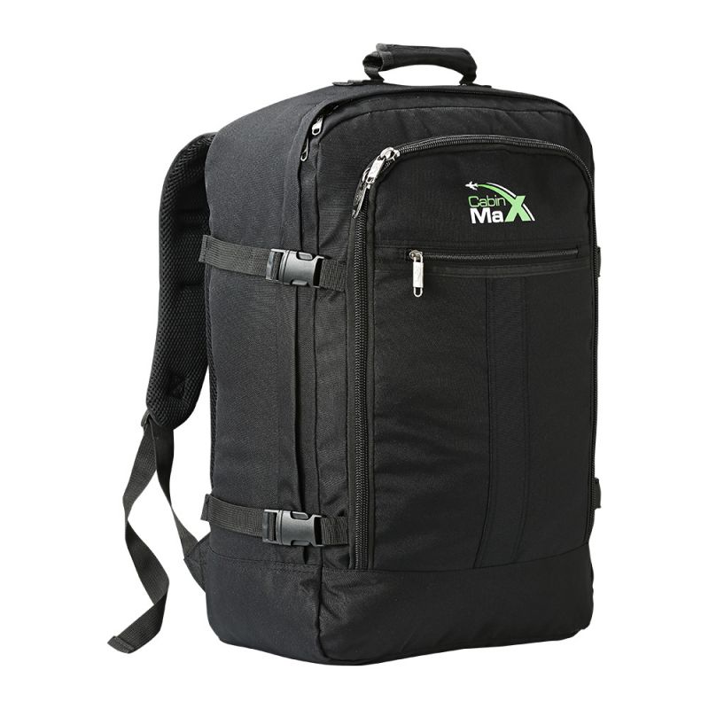 Cabin Max Metz 44L 22x16x8 (55x40x20cm) Cabin Backpack (Black