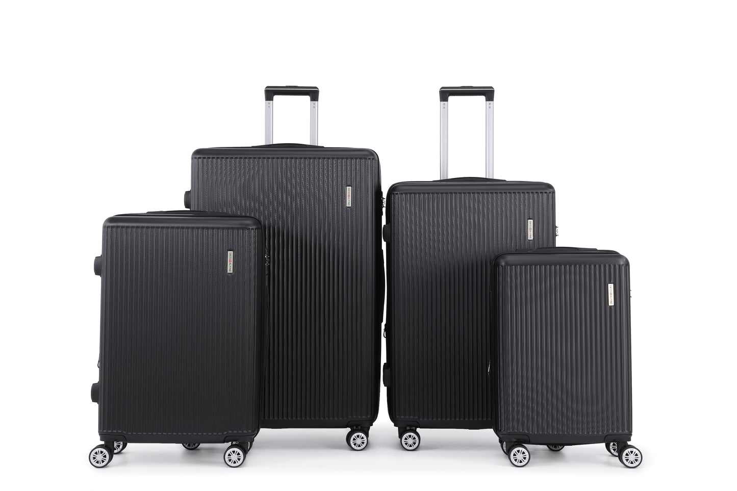 Swiss Alpine Hardside Expandable 4 pieces Spinner luggage set (32", 28", 24", 20") (Black)