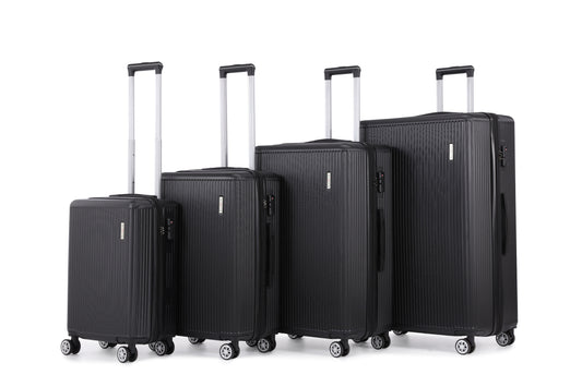 Swiss Alpine Hardside Expandable 4 pieces Spinner luggage set (32", 28", 24", 20") (Black)