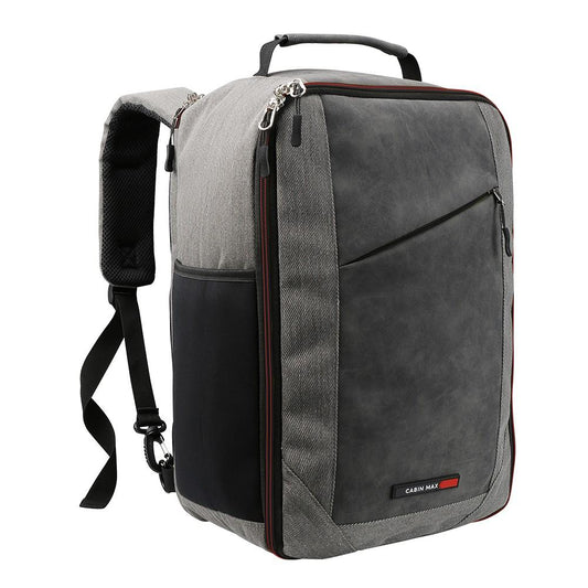 Cabin Max Manhattan 20L Stowaway 16x10x8" (40x25x20cm) Underseat Backpack (Grey Red)